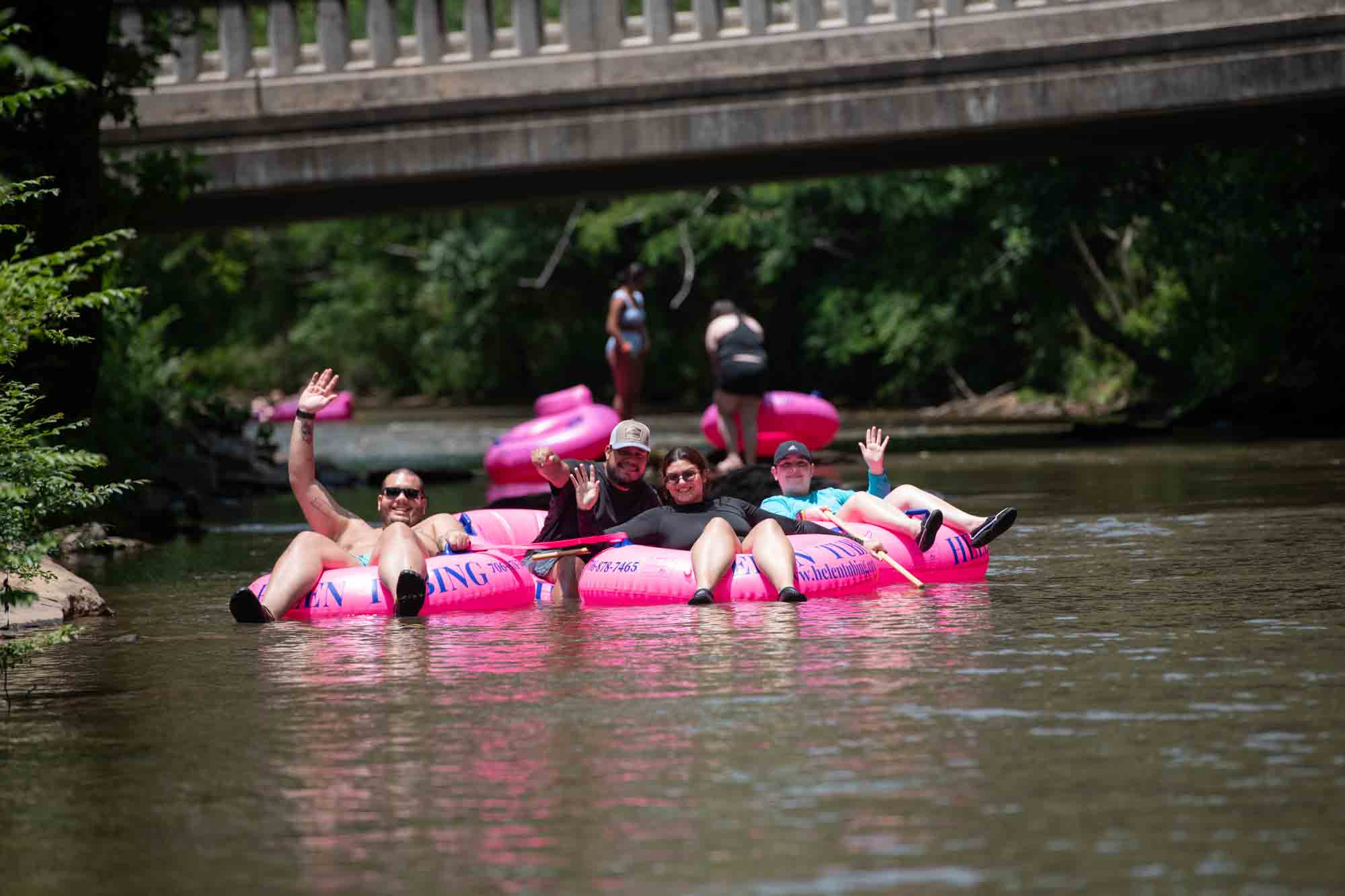 people tubing down the Chattahoochee River in Helen